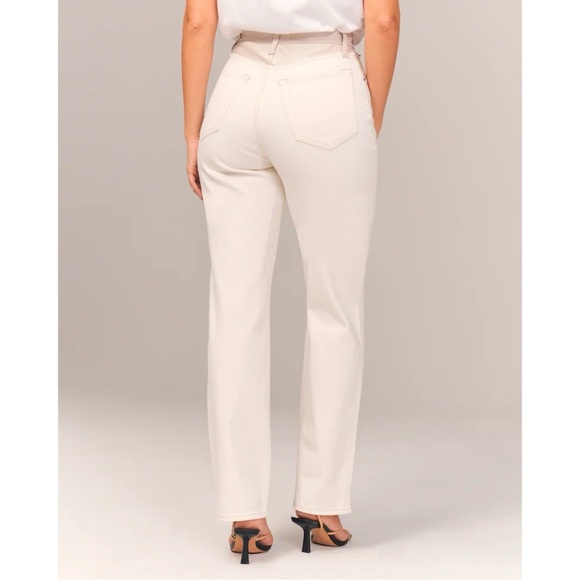 Abercrombie 90’s Straight Ultra High Rise Vegan Leather Waistband Jeans Size 20R - Picture 2 of 16